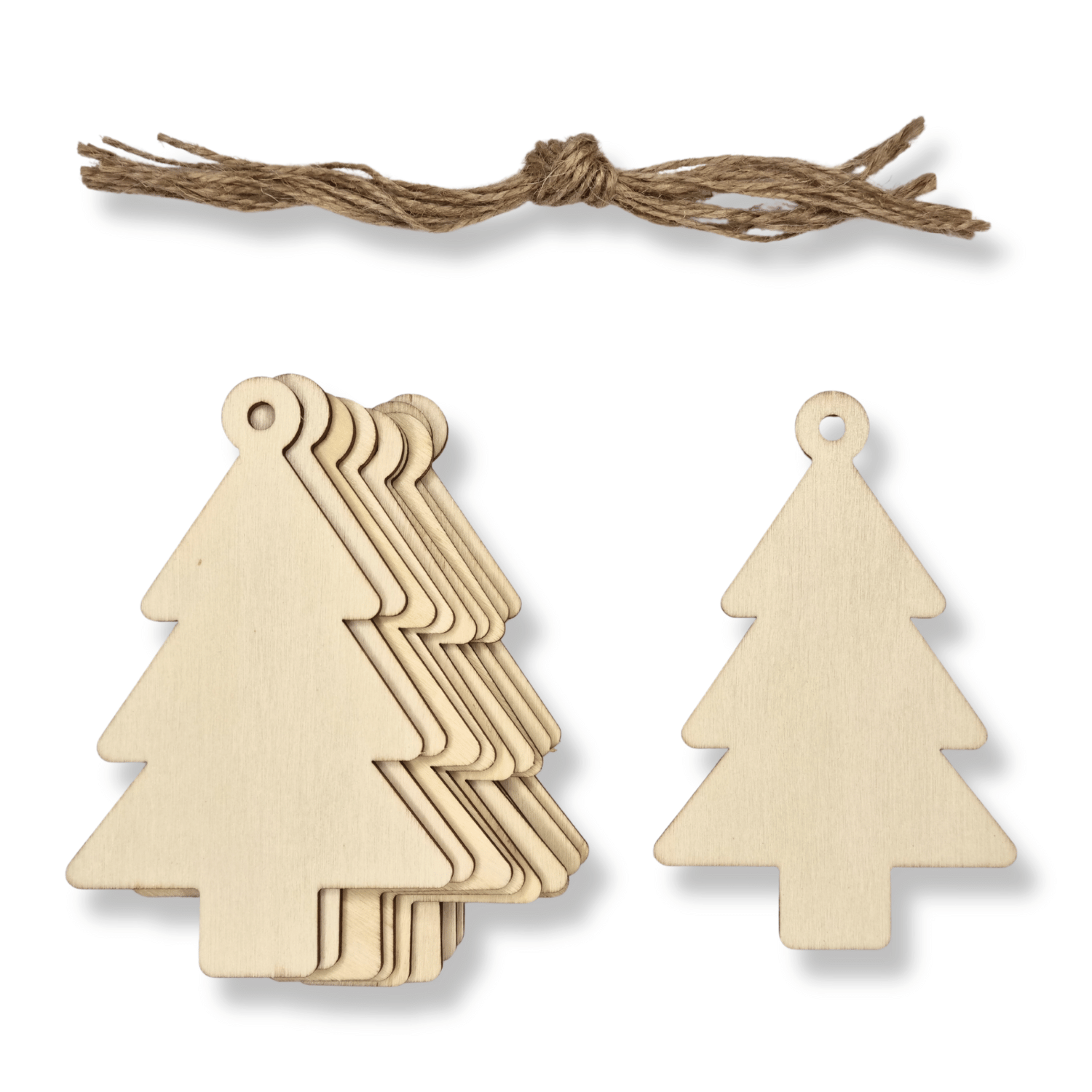 Christmas Wooden Ornament - Tree - Pack of 10