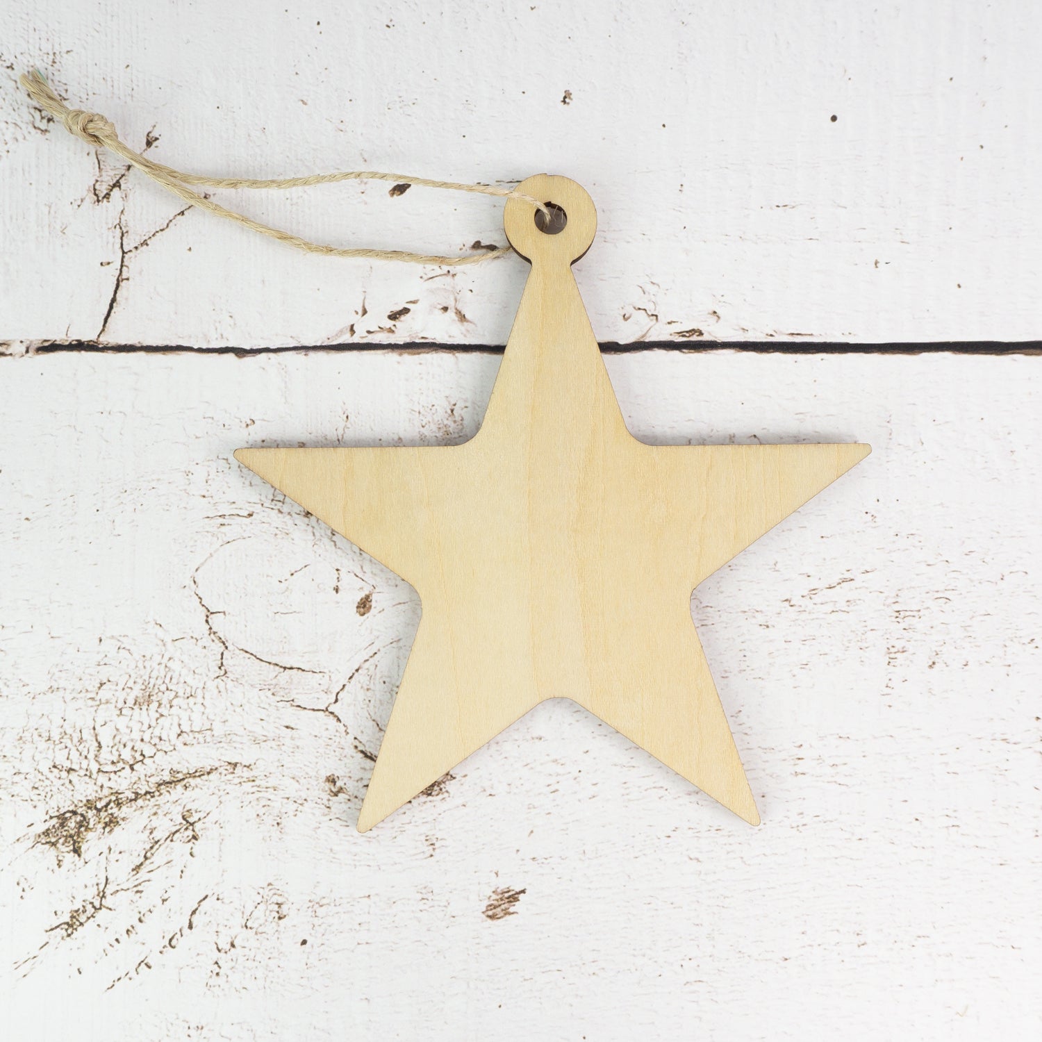 Christmas Wooden Ornament - Star - Pack of 10