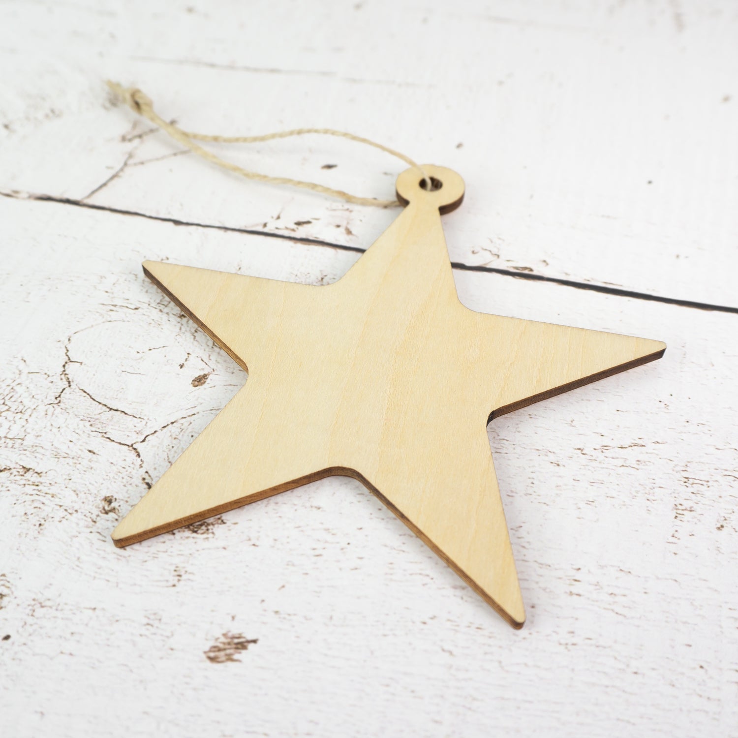 Christmas Wooden Ornament - Star - Pack of 10